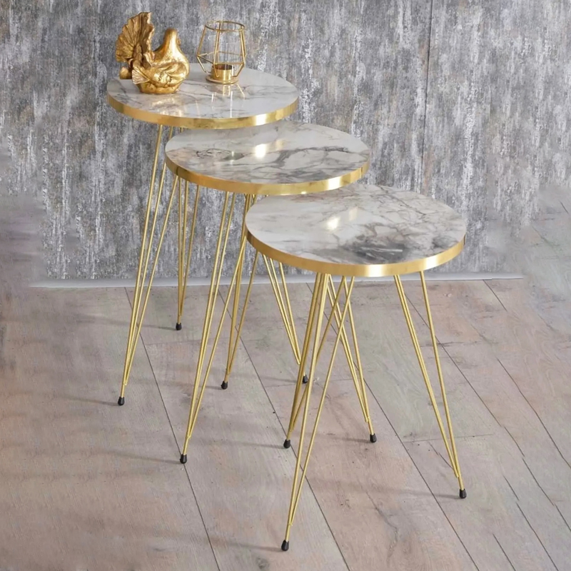 SET 4 TABLES : 3 X DIAMETRES 33 CM + TABLE 90X50X43 CM 