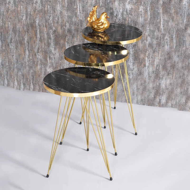 SET 4 TABLES : 3 X DIAMETRES 33 CM + TABLE 90X50X43 CM 