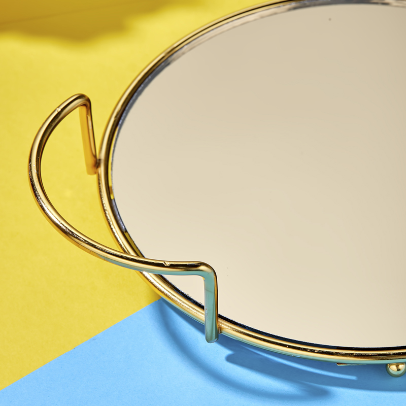 PLATEAU DECO METAL 20 CM MODELE OR MIRROIR BRONZE