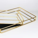 SET 2 PLATEAUX DECO METAL 33X22 CM + 28X18 CM MODELE ARGENT
