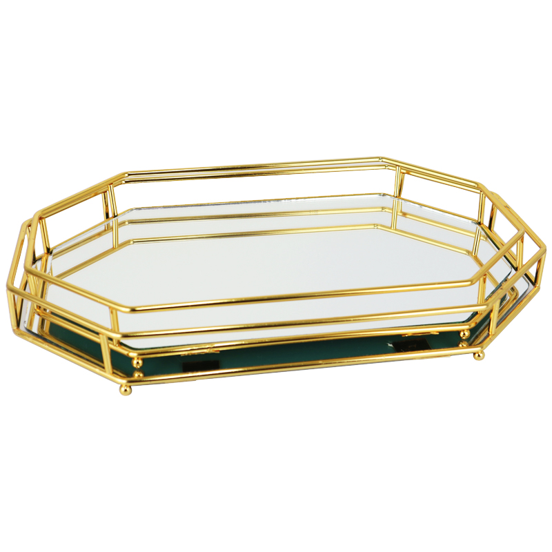 SET 2 PLATEAUX DECO METAL 39X24 CM + 36X22 CM MODELE OR