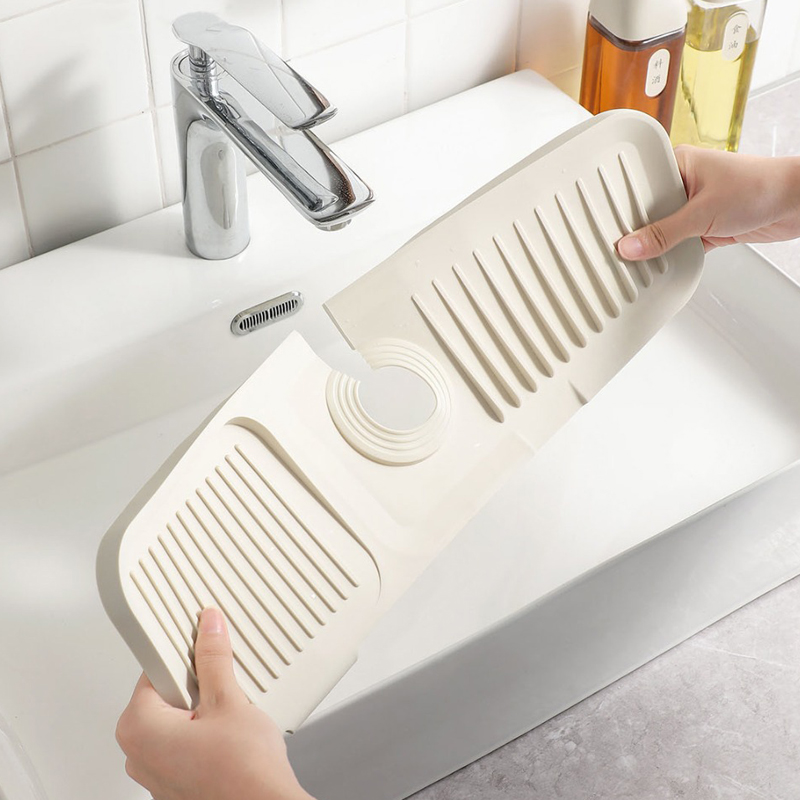 ORGANIZER EVIER SILICONE 37X15 CM BLANC