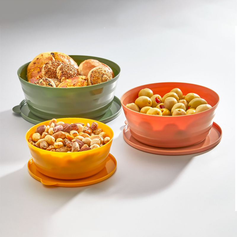 SET 3 BOITES PLASTIQUE ALIMENTAIRE AVEC COUVERCLE 400 CC / 700 CC / 1100 CC MIX COULEURS