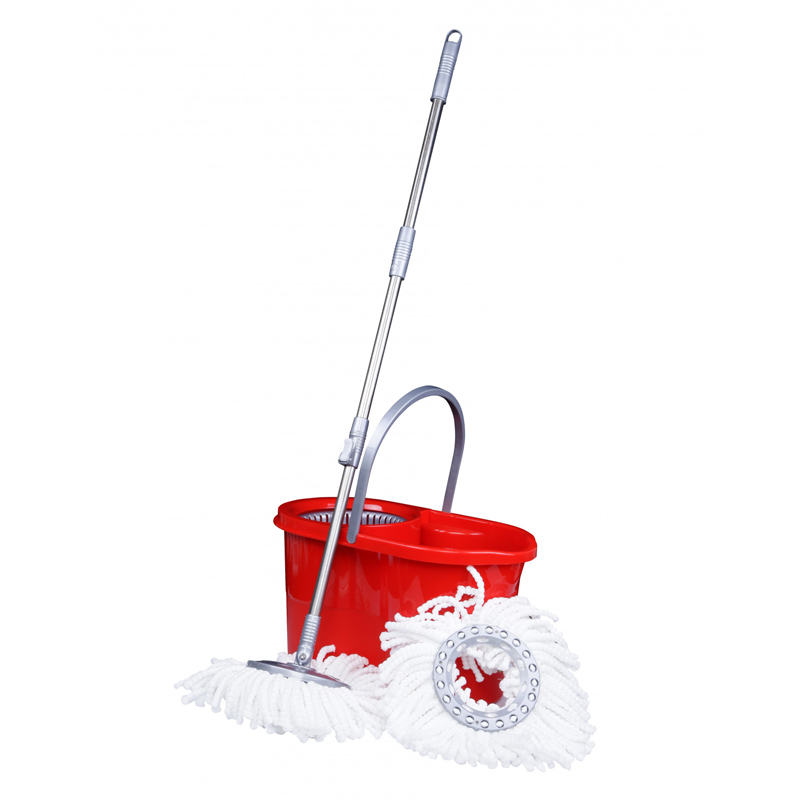 SET SEAU NETTOYAGE 17 LITRES + 2 SERPILLERE COULEUR ROUGE