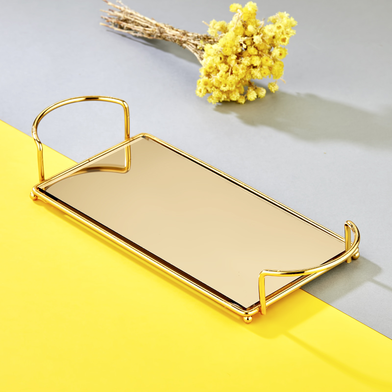 PLATEAU DECO METAL RECTANGULAIRE 27X14 CM MODELE OR MIRROIR BRONZE