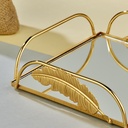 PLATEAU DECO METAL CARRE 18X18X4 CM DESIGN FEUILLE MODELE OR