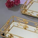 SET 2 PLATEAUX DECO METAL 38X26X5 CM / 30X19X5 CM MODELE OR