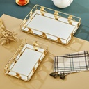 SET 2 PLATEAUX DECO METAL 38X26X5 CM / 30X19X5 CM MODELE OR