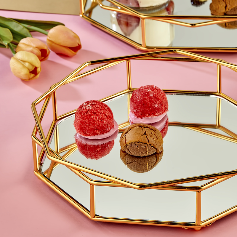 SET 2 PLATEAUX DECO METAL 27X5 CM / 32X5 CM MODELE OR