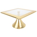 PLATEAU DE PRESENTATION DECO METAL AVEC VERRE 25X25X14 CM MODELE OR