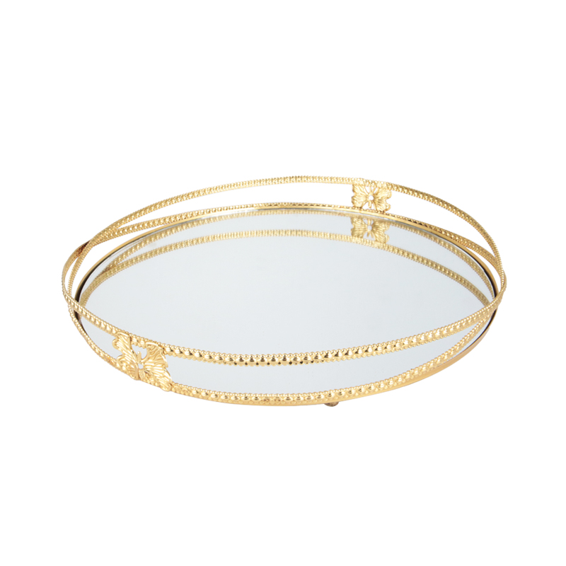 PLATEAU DECO METAL ROND 30 CM NOUVEAU DESIGN MODELE OR
