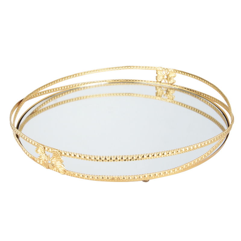 PLATEAU DECO METAL ROND 35 CM NOUVEAU DESIGN MODELE OR