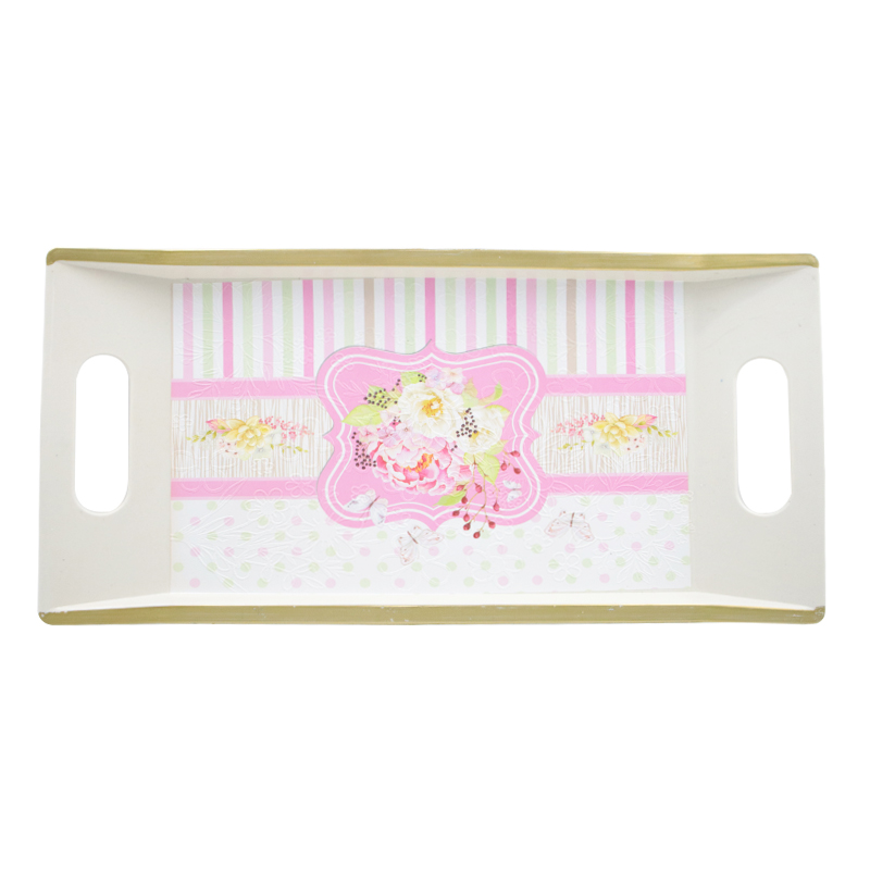 PLATEAU DECO PLASTIQUE 37X17 CM MIX NOIR / BLANC