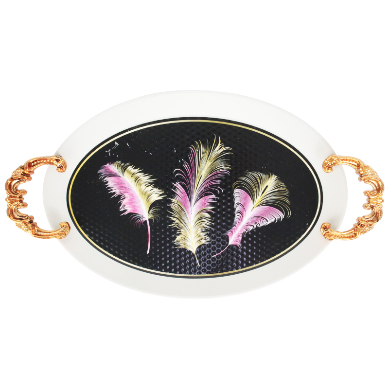 PLATEAU DECO PLASTIQUE 39X26 CM MIX BLANC / NOIR