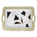 PLATEAU DECO PLASTIQUE 45X32 CM MIX NOIR / BLANC