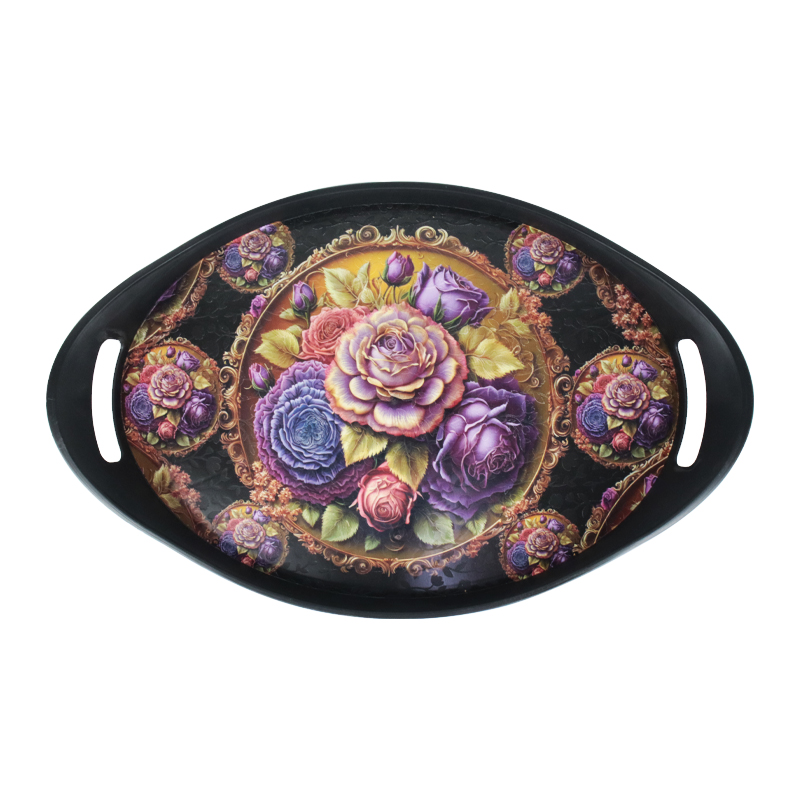 PLATEAU DECO PLASTIQUE OVAL 50X32 CM NOIR