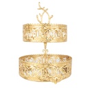 PLATEAU DECO PRESENTATION METAL ROND MODELE OR 19X15X28 CM