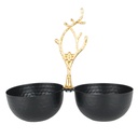 PRESENTOIR DECO METAL 2 COMPARTIMENTS 21X10X19 CM NOIR