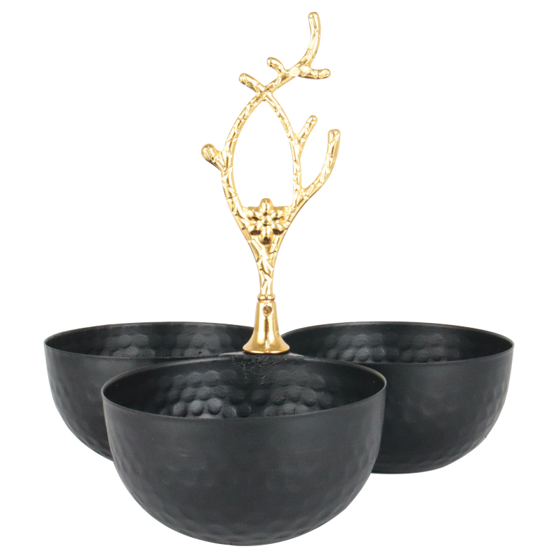 PRESENTOIR DECO METAL 3 COMPARTIMENTS 20X19 CM NOIR