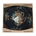 PLATEAU ROND AVEC POIGNEE 36CM COULEURS:BLANC ET NOIR