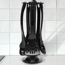 SET 6 PIECES (5 ACCESSOIRES CUISINE ET SUPPORT) PLASTIQUE COULEUR NOIR 39X12 CM 