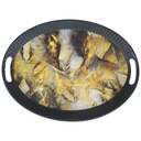 PLATEAU DECO PLASTIQUE OVAL 42X31 CM COULEUR MIX BLANC ET NOIR
