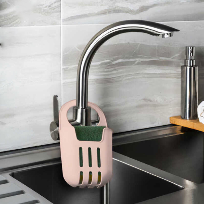 RANGEMENT EVIER AVEC EPONGE 17X9 CM MIX GRIS/ROSE/VERT/BEIGE