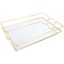 PLATEAU DECO METAL AVEC POIGNEE 42X27X5 CM MODELE OR 