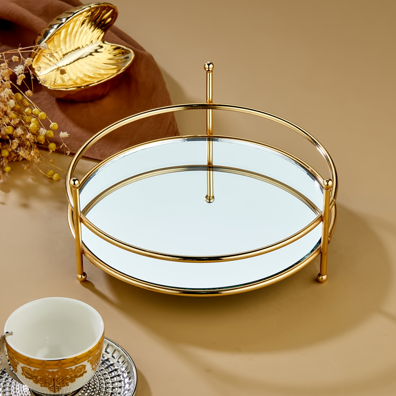 PLATEAU DECO METAL ROND 21X6 CM MODELE OR