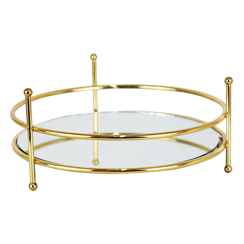 PLATEAU DECO METAL ROND 21X6 CM MODELE OR