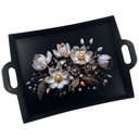 PLATEAU DECO PLASTIQUE AVEC POIGNEE MIX NOIR / BLANC