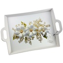 PLATEAU DECO PLASTIQUE AVEC POIGNEE MIX NOIR / BLANC