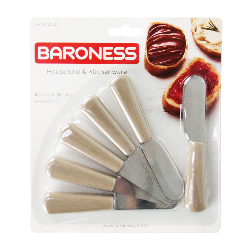 SET 6 COUTEAUX A BEURRE PETIT DEJEUNER 12CM MIX BLANC/NOIR/BEIGE