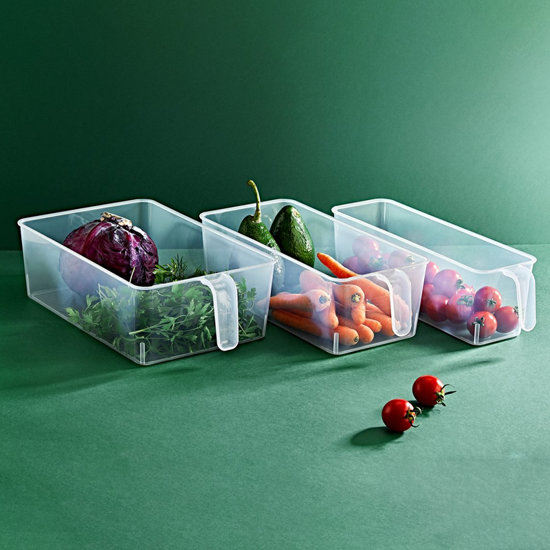 RANGEMENT REFREGIRATEUR AVEC POIGNEE 34X20X10 CM TRANSPARENT