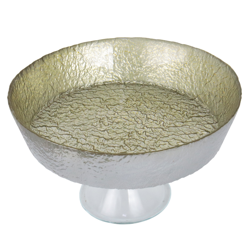 BOL DECO EN VERRE AVEC PIED EN VERRE 23X12 CM MODELE OR 