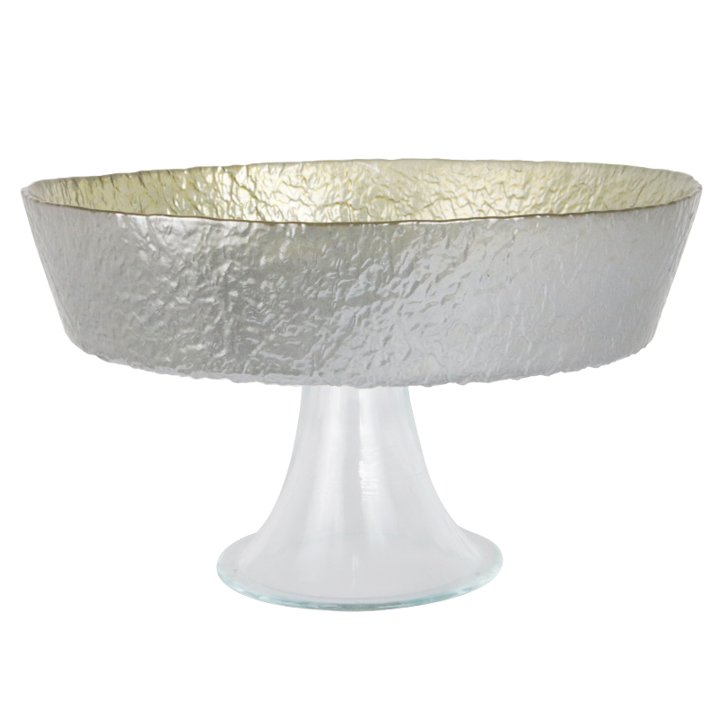 BOL DECO EN VERRE AVEC PIED EN VERRE 23X12 CM MODELE OR 