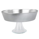 BOL DECO EN VERRE AVEC PIED EN VERRE 23X12 CM MODELE ARGENT