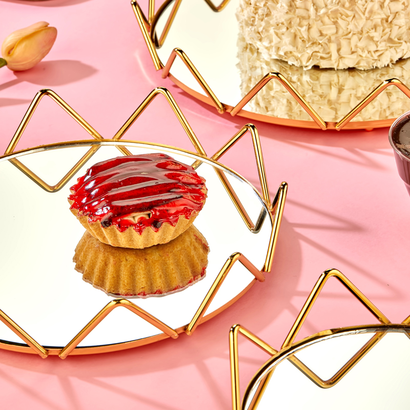 SET 3 PLATEAUX DECO METAL ROND 20 CM / 25 CM / 30 CM MODELE OR 