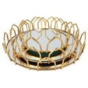 SET 3 PLATEAUX DECO METAL ROND 20 CM / 25 CM / 30 CM MODELE OR 