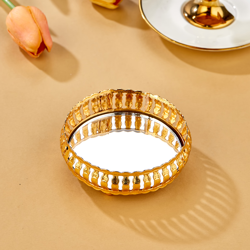 MINI PLATEAU DECO METAL 9 CM MODELE OR 