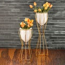 SET 2 POTS DE FLEUR DECO METAL 48X18X18 // 65X18X18 CM MODELE OR 