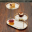 PRESENTOIR DECO METAL 3 NIVEAUX 38X21X34 CM MODELE OR 