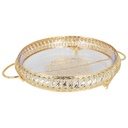 PLATEAU DECO METAL AVEC PLAT A FOUR EN VERRE 40X31X8 CM 