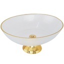 BOL DECO EN VERRE AVEC PIED 22X19X10 CM TRANSPARENT AVEC BORDS DORES