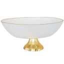 BOL DECO EN VERRE AVEC PIED 22X19X10 CM TRANSPARENT AVEC BORDS DORES