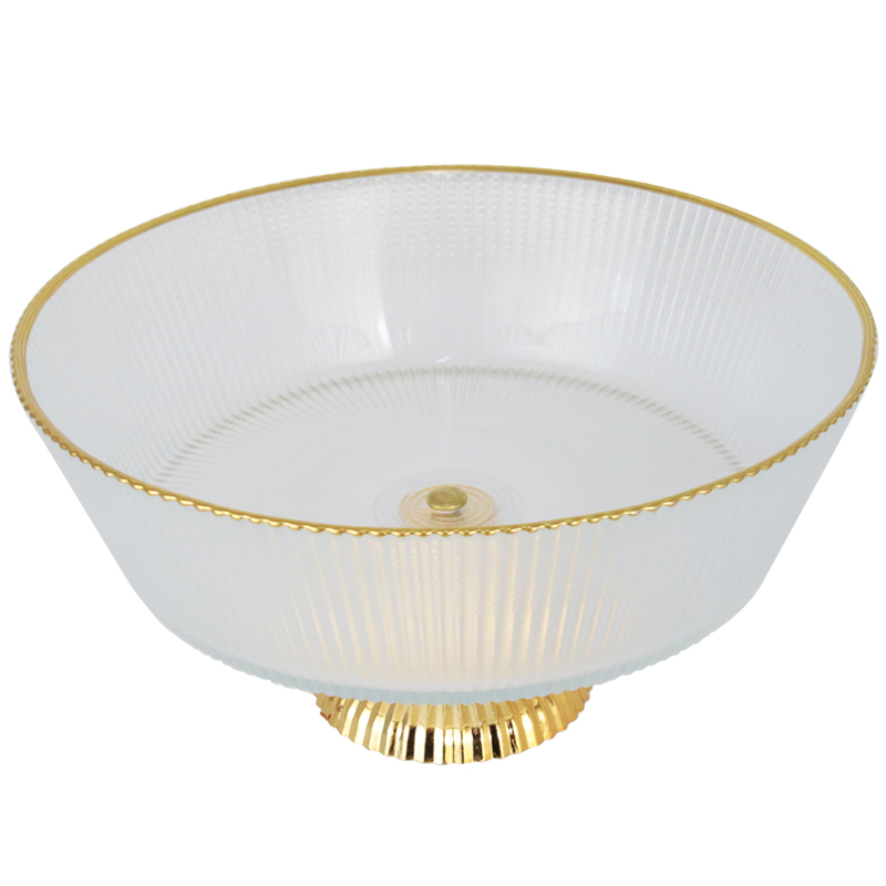 BOL DECO EN VERRE AVEC PIED 22X11 CM TRANSPARENT AVEC BORDS DORES