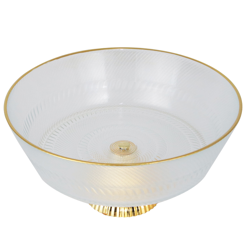 BOL DECO EN VERRE AVEC PIED 22X11 CM TRANSPARENT AVEC BORDS DORES