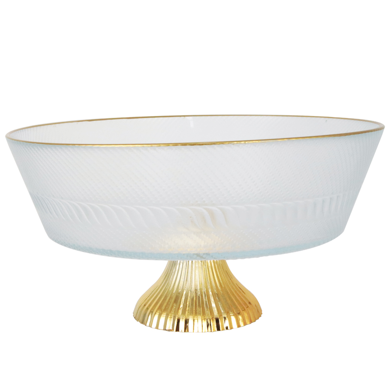 BOL DECO EN VERRE AVEC PIED 22X11 CM TRANSPARENT AVEC BORDS DORES