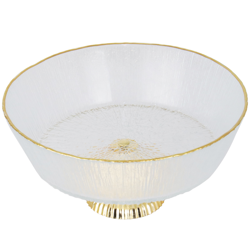 BOL DECO EN VERRE AVEC PIED 22X11 CM TRANSPARENT AVEC BORDS DORES
