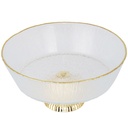 BOL DECO EN VERRE AVEC PIED 22X11 CM TRANSPARENT AVEC BORDS DORES